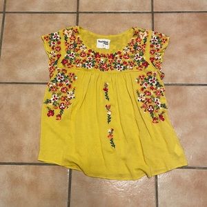 Floral Embroidered Yellow Top